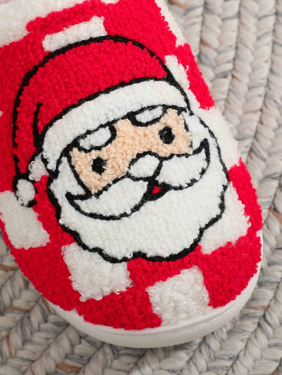 Women's Christmas Slippers, Fuzzy Closed-Toe House Slippers with Santa, Gingerbread or Reindeer, Red Santa, view 4