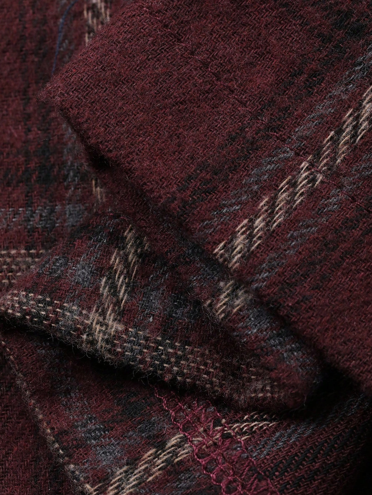 Women's Plaid Pajama Pants, Cotton Blend Straight Leg Lounge Pants with Elastic Waist, Burgundy, view 7