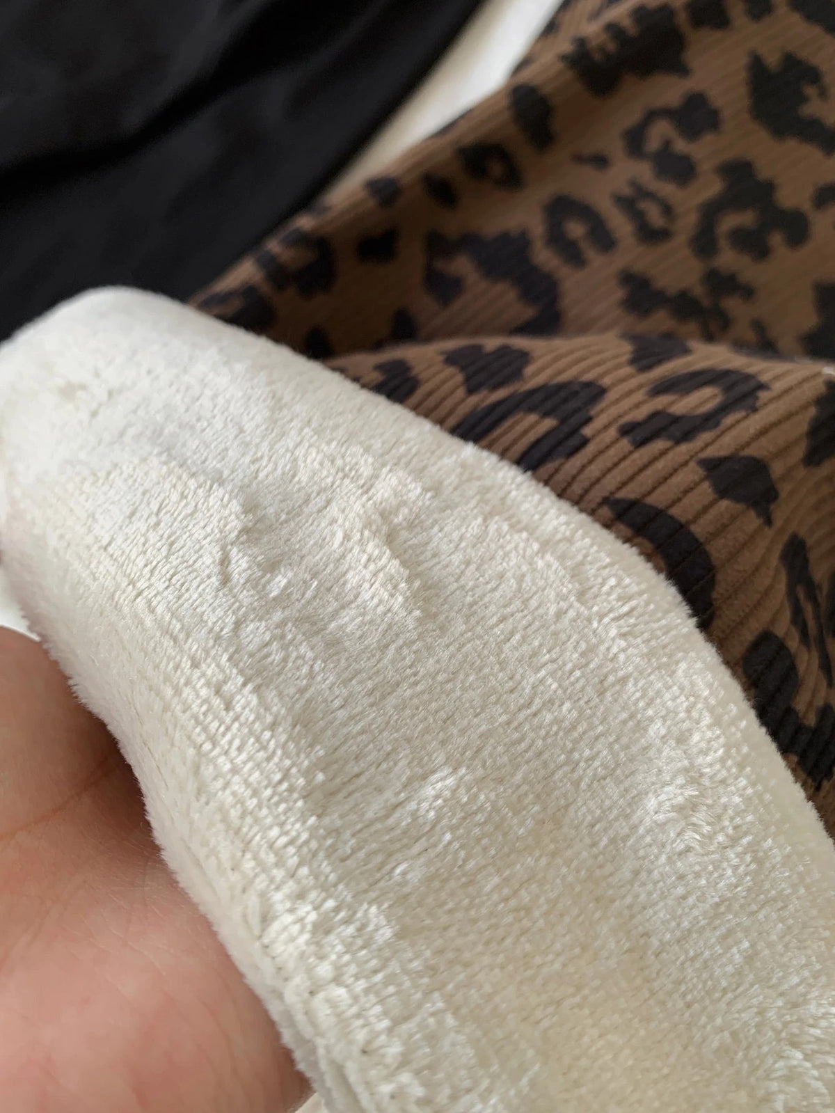 Women's Fleece-Lined Leopard Pajama Pants, Thermal Wide Leg Lounge Pants, Brown Leopard, view 3